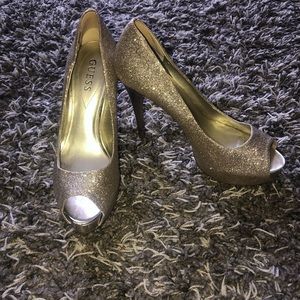 Guess Gold sparkle heels